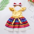 thumbnail image 4 of IDOPIP Infants Baby Girls Mexican Dress Traditional Folk Sequins Glitters Ruffle Dress with Headband, 4 of 9