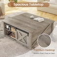 thumbnail image 5 of 31.5" Square Lift Top Coffee Table, Farmhouse Coffee Table with Ample Storage, Wood Center Table with Sliding Doors and Large Hidden Space for Living Room Home Office, Grey, 5 of 9