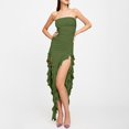 thumbnail image 4 of Long Dress, Strapless Prom Sexy Cocktail Jellyfish Ruffled Sleeveless Beach Wedding Guest Dress Green Bodycon Ropa Para Mujer Dresses For Bride Women 2025 Elegant Dresses (L, Army Green) ZMTing, 4 of 4
