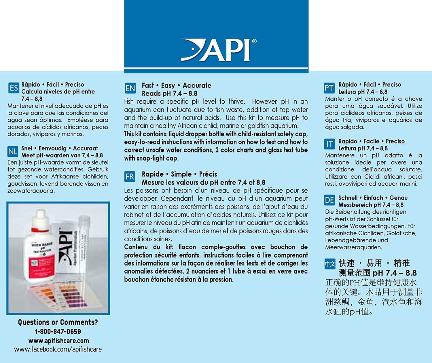 Kit de test aquatique PH haute gamme API