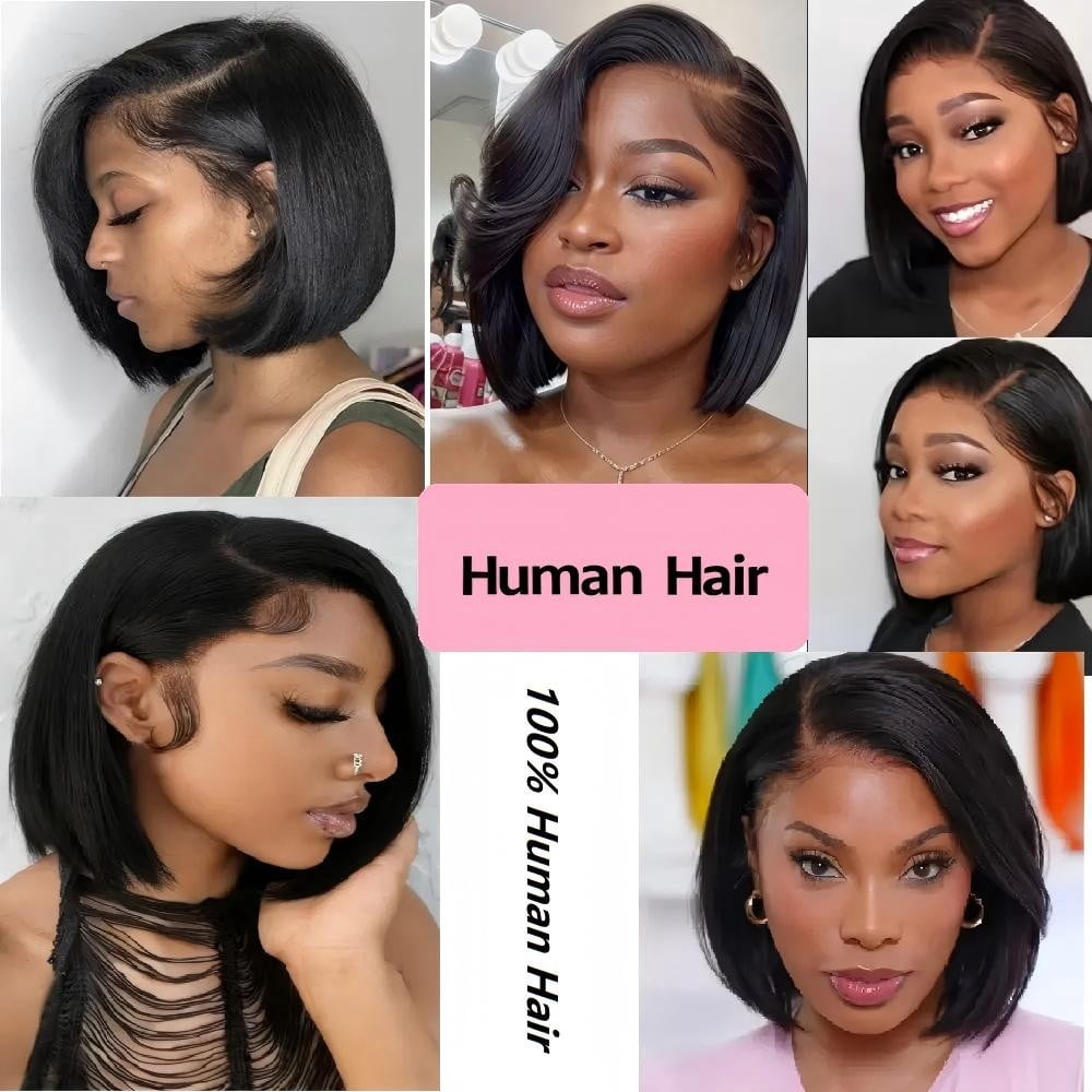 SPOU Short Pixie Cut Wig Human Hair 7X6 HD Lace Straight Wear and Go Glueless Wigs Human Hair 8inch Pre Plucked Pre Cut Short Pixie Wigs for Black Women (Natural Color)