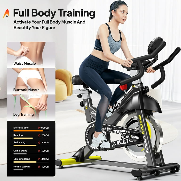 POOBOO Exercise Bike, Stationary Cycling Bicycle, LCD Monitor