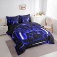 thumbnail image 4 of Feelyou Gaming Controller Kid Twin Bedding Sets 7-Piece, Futuristic Game Consloe Bedding Comforter Set, Honeycomb Abstract Blue Reversible Sheet Sets, Microfiber Bedroom Decor, 4 of 8