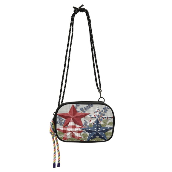 Stylish Crossbody Phone Bag Purse Handbags Adjustable Strap, Compact Design for Essentials Red White and Blue Stars