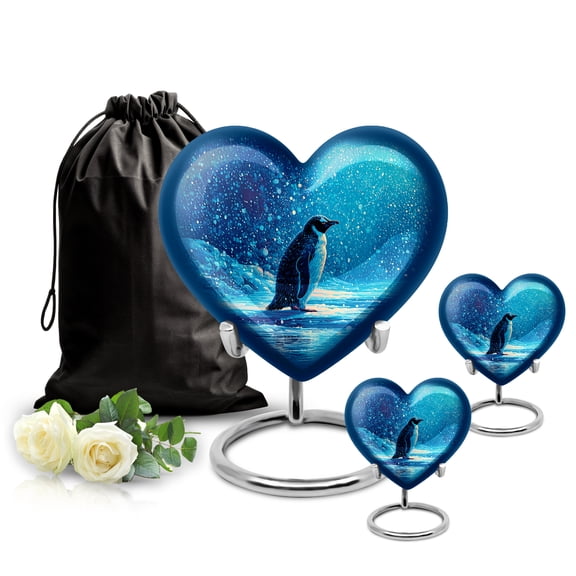 SABURIAL Penguin Urn - Human Remains Urn - Combo - 8 Inch Large With 3 Inch - Ash Urns For Male & Female - Memorial Burials For Ashes - Funeral Urns Ashes