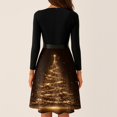 thumbnail image 4 of Women's Casual Fashion V Neck Long Sleeve Christmas Printed Party Vintage Dress for Holiday Events and Retro Style, Perfect for Women's Evening Wear,Coffee,L, 4 of 6