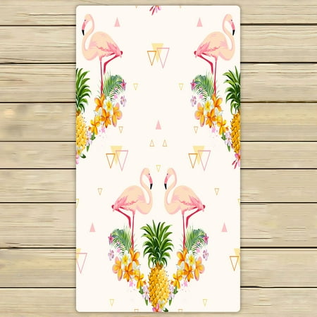 - PHFZK Geometric Towel, Pink Flamingo and Pineapple Hand Towel Bath Bathroom Shower Towels Beach Towel 30x56 inches