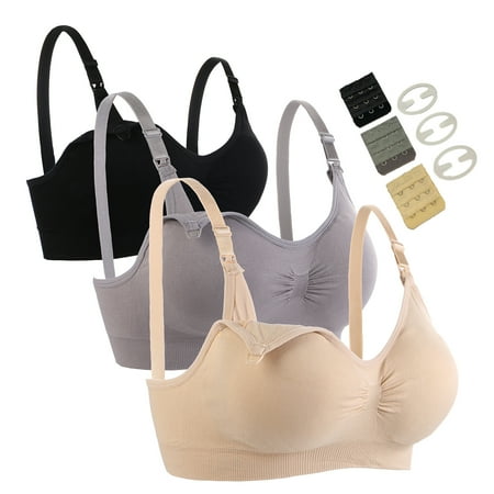 Seitop 3 Pack Maternity Nursing Bra for Breastfeeding Seamless Wireless Bras Sleep Bralette for Women XL