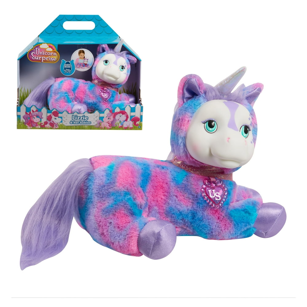 Unicorn Surprise Lizzie, Purple and Pink, Stuffed Animal Unicorn and
