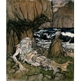 thumbnail image 2 of Rackham, Arthur 15x17 Gold Ornate Wood Framed with Double Matting Museum Art Print Titled - A Crowned Merman a Sea God Sleeping On a Rocky Shore, 2 of 4