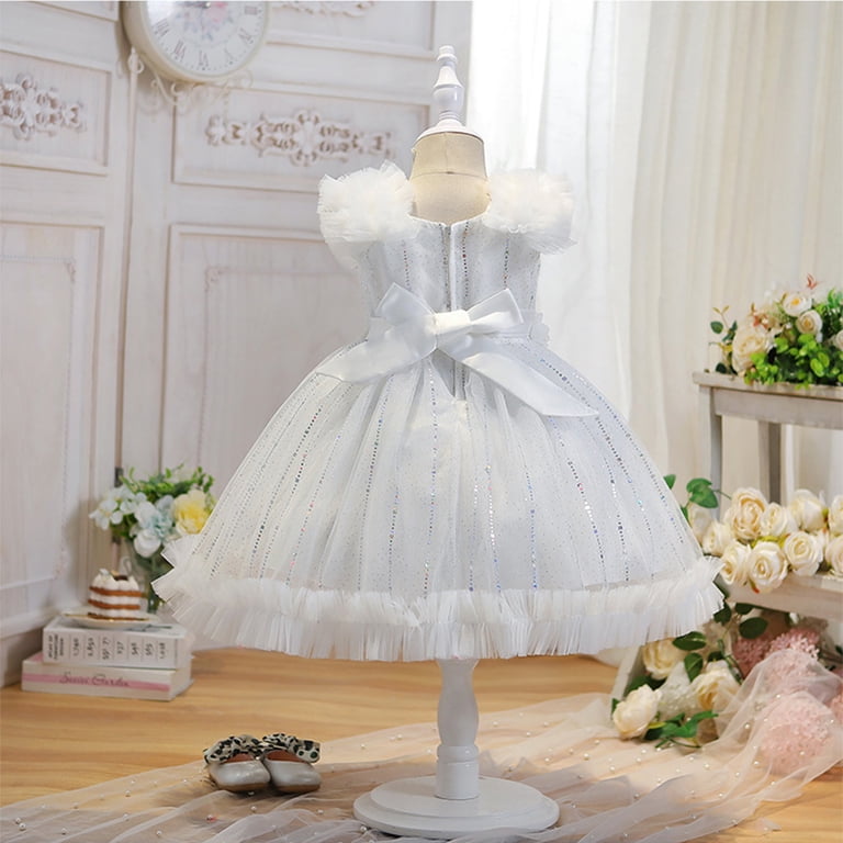 Plebaso Girls Dresses Sleeveless Sequined Mesh Birthday Party Princess Dress for Special Occasion Baby Clothes