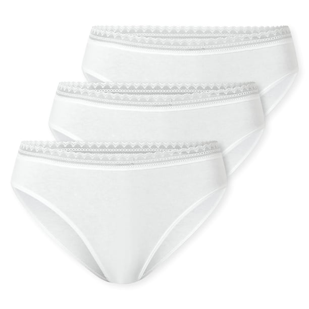 SCHIESSER Bragas de mujer, paquete de 3 - 3Pack Rio Slip, Stretch Cotton, liso Blanco M (Medium)