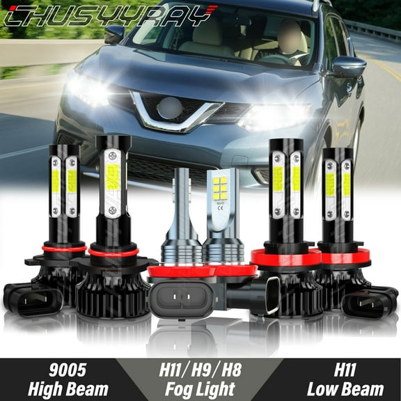 For Nissan Rogue 2008-2013 LED Front Headlight High Low Beam Fog Light Lamps Upgrade Kit 6000 White 6x