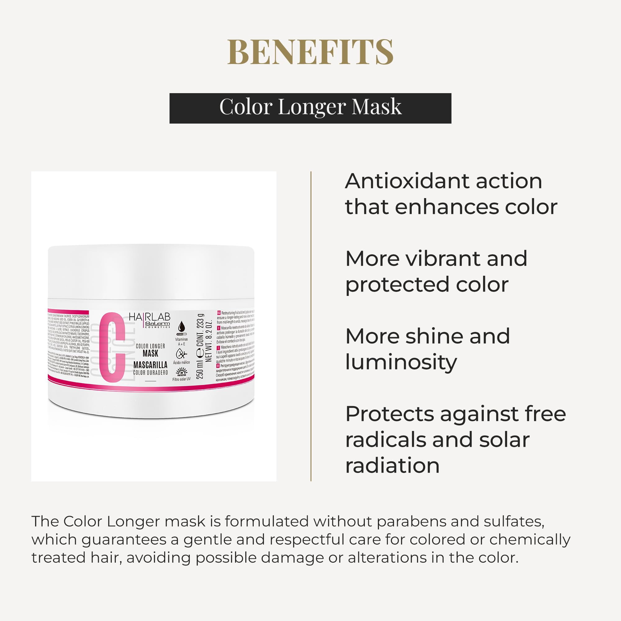 Salerm Cosmetics Hair Lab Color Longer Mask - 8.2 oz