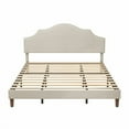 thumbnail image 3 of King Size Bed Frame Upholstered Platform Bed with Adjustable Headboard,Linen Fabric Padded,Modern Simple Style Platform Bed No Box Spring Needed, Easy Assembly, Beige, 3 of 4