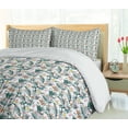 thumbnail image 5 of Ambesonne Floral Duvet Cover Sets, Exotic Flower Rose Bud Leaf, 2-Queen, White Multicolor, 5 of 7