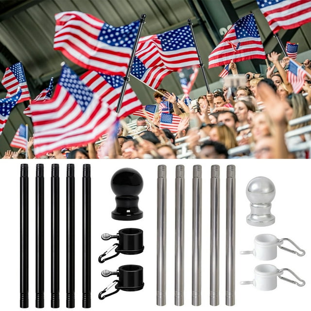 Flag Pole Tangle-Free Metal Weather-resistant Outdoor Flagpole Easy Assembly Segmented Flag Poles for Porch Boat Residential Houses