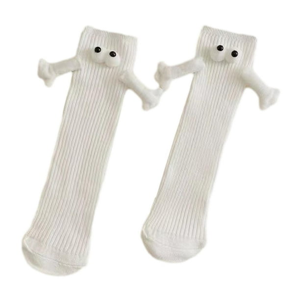 Calcetines de media caña con diseño de pareja cogidas de la mano. Calcetines cómodos con dibujos animados. Un regalo encantador para mujer. Blanco