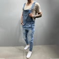 thumbnail image 5 of Aoochasliy Mens Jeans Clothes Relaxed Fit Mens Button Pocket Jeans Overall Jumpsuit Streetwear Overall Suspender Pants, 5 of 9