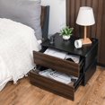 thumbnail image 5 of Hommpa LED Nightstand 2 Drawers Night Stand Wooden Texture Bedside Table for Bedroom Home Furniture Brown Black, 5 of 10
