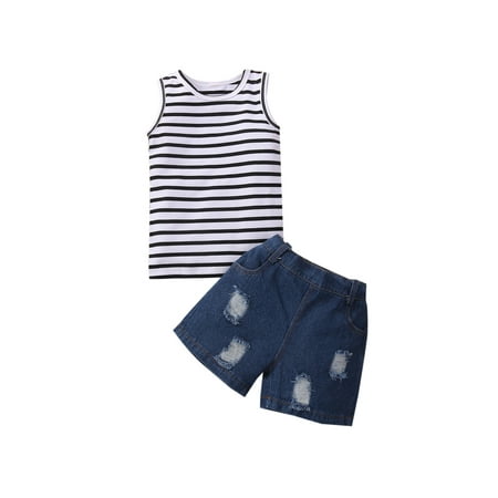 

Diconna Boys Casual Two-piece Clothes Set Sleeveless Tops and Shorts