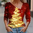 thumbnail image 1 of Generics Sweat à Capuche Femme 2025, Blouse Décontractée Imprimée à Col en V pour Femme, T-Shirt à Boutons, Hauts Blouse, 1 of 5