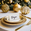 thumbnail image 2 of Paquete de 100 tarjetas de lugar de boda para configuración de mesa, tarjetas de nombre de mesa en blanco, tarjetas de lugar doradas para eventos de banquetes de cumpleaños, asientos reservados, 2 of 5