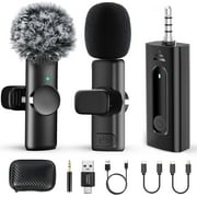 TYPPKMM Dual Wireless Lavalier Microphone for Camera/iPhone/Android Phone/Laptop/Computer/GoPro, Professional Plug-Play Lapel Microphone for Video Recording, Interview, Vlogging