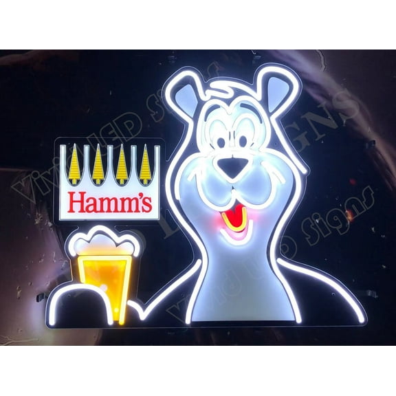 Queen Sense 24"x20" Hamm's Beer LED Sign Light Neon Signs With Dimmer Party Home Wall Decor Lights W124HSBOLVVD-XLED