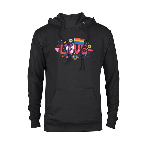Disney Mickey Mouse Rainbow Pride Flag Love for All Doodles - Pullover Hoodie for Adults - Customized-Black