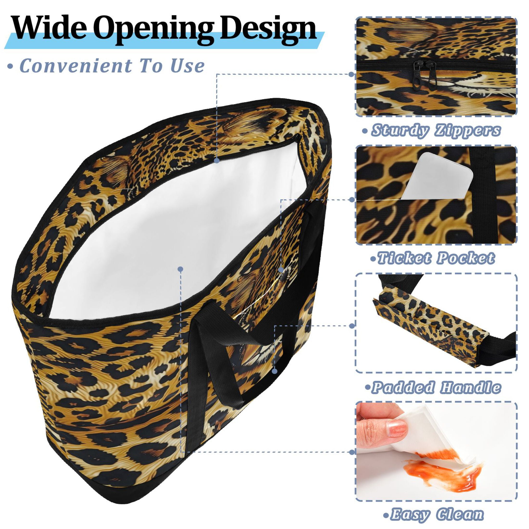 Large Hand-held Ice Pack Picnic Bag Insulation and Refrigeration Suitable for Shopping Picnics and Camping Yellow Leopard