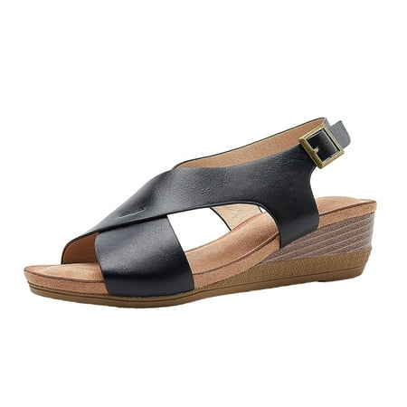 

Liaosiiii New Wedge Heel Roman Shoes Large Size Sandals Simple Sandals For Women Women Sandals Shoes Flip Flops Strap Summer Sandals