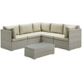thumbnail image 1 of Modern Contemporary Urban Outdoor Patio Balcony Garden Furniture Lounge Sectional Sofa and Table Set, Sunbrella Rattan Wicker, Light Gray Beige, 1 of 5