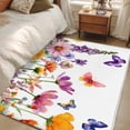 thumbnail image 4 of 3'x5' Rug for Living Room Bedroom, Spring Floral Washable Area Rugs Non-Slip Carpet Mats, Farmhouse Flowers Butterfly Watercolor Indoor Low Pile Area Rug Runner for Kitchen, Mudroom, 4 of 8