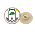 thumbnail image 1 of Equatorial Guinea National Emblem Round Metal Golden Pin Brooch Clip, 1 of 3