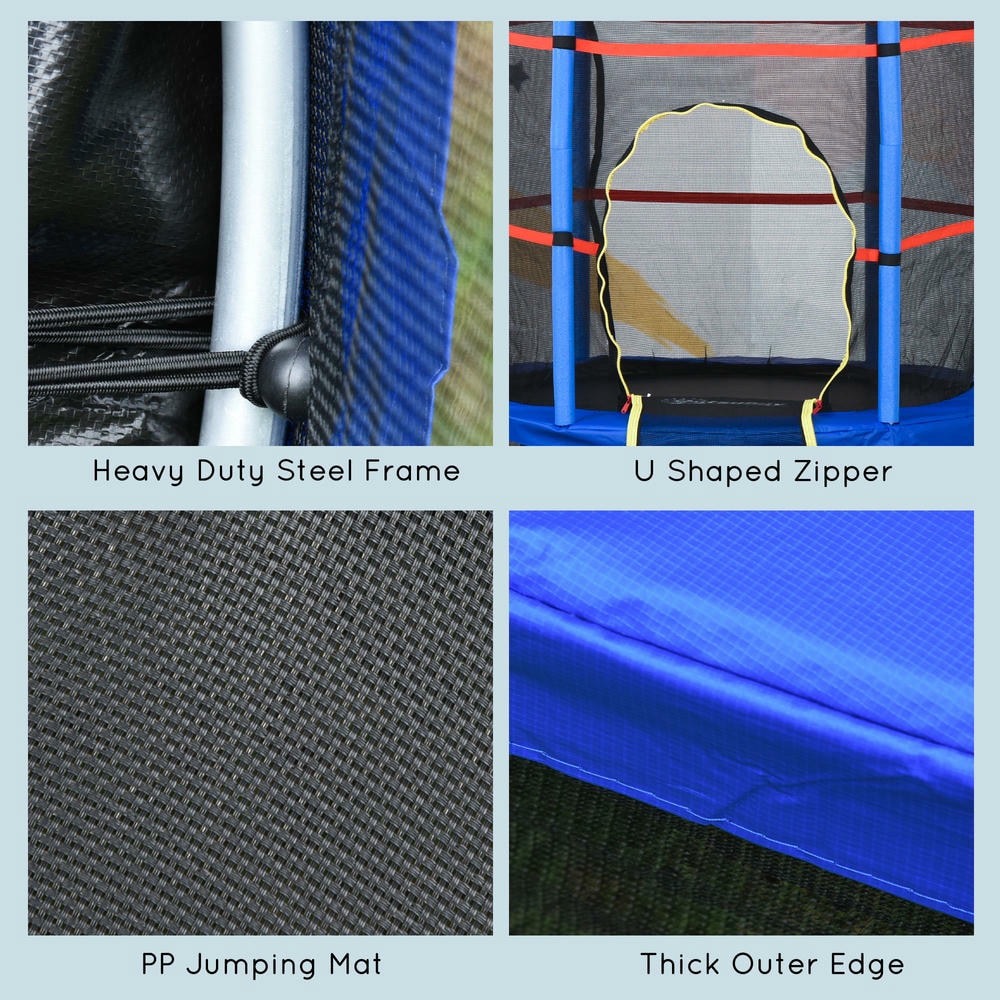 GVN 5FT Trampoline with Enclosure Net, Outdoor Trampoline for Age 3 to 6 Years, Blue