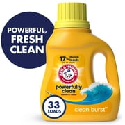 ARM & HAMMMER Liquid Laundry Detergent Soap, Clean Burst Fresh, 33 fl oz, 33 Loads