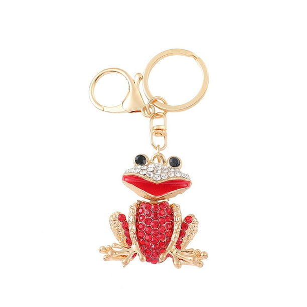 Llavero Creative Frog con forma de animal con diamantes de imitación rojos