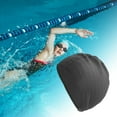 thumbnail image 2 of Unique Bargains 1 Pc Waterproof Stripe Pattern Swimming Cap Black, 2 of 6