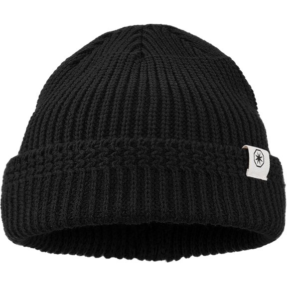 Kukuzhu Swag Short Fisherman Beanie for Men Women, Rolled Cuff Harbour Hat Wool Knit Cuff Winter Warm Ski Skull Hat Cap