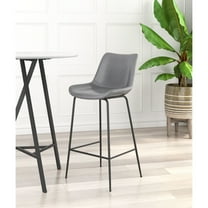 Byron Barstool Gray Barstool, Modern Style, Plush and durable faux leather fabric, Plywood, Indoor Bar