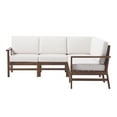 thumbnail image 4 of Walker Edison Modern Solid Wood 5-Piece Chevron Outdoor Sectional Set, Dark Brown, 4 of 6