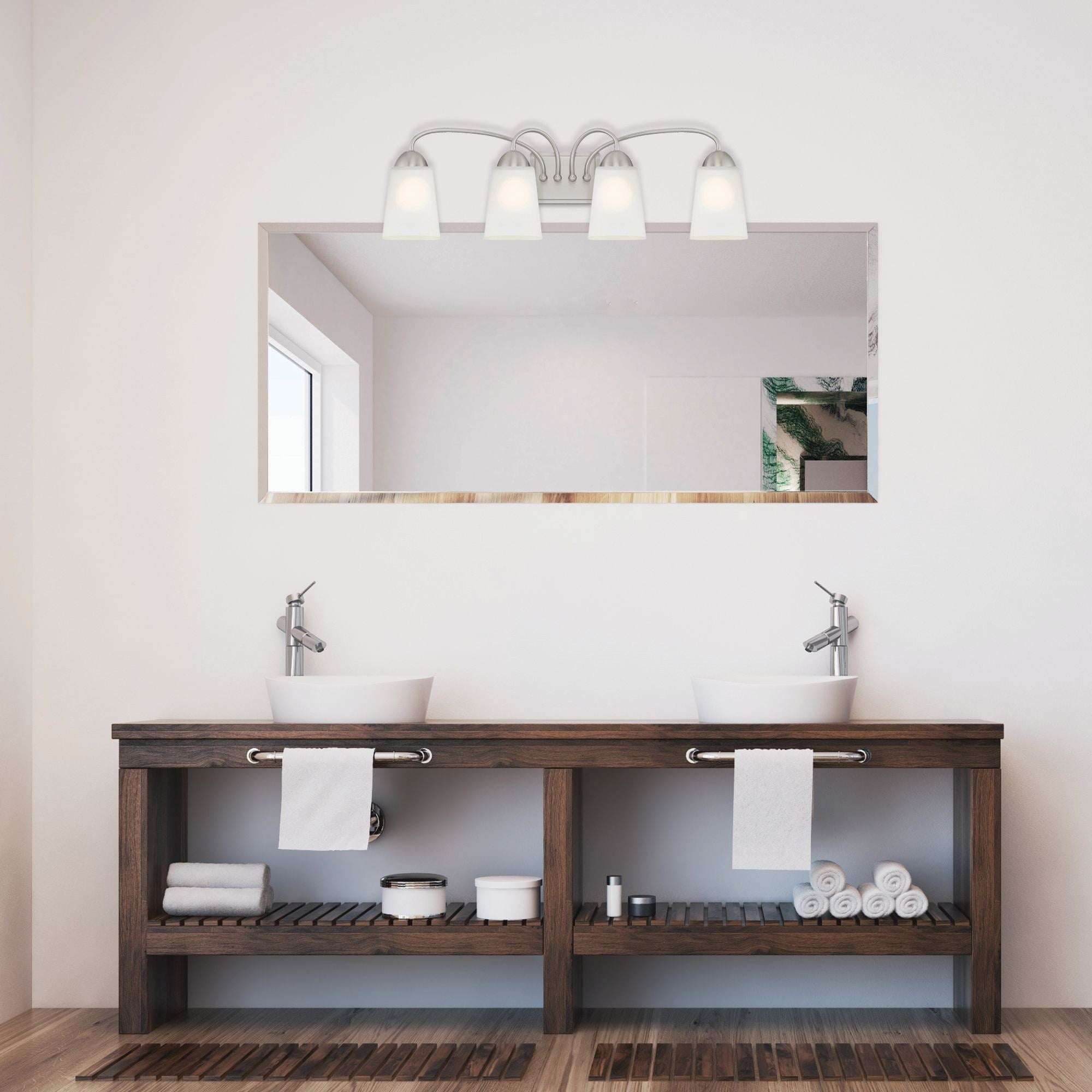 Designers Fountain Malone 4 Light Brushed Nickel Bathroom Vanity Light Fixture, D267M-4B-BN