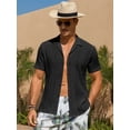 thumbnail image 7 of Youclos Men's Short Sleeve Textured Linen Hawaiian Beach Button Down Shirt, 7 of 7