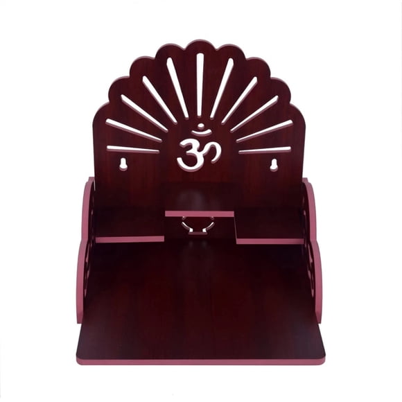 Pooja Mandir, Wall Mounted Wooden Temple, Size L-28 cm W -26 cm and H-28 cm Assemble Required.