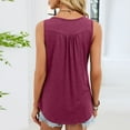 thumbnail image 2 of Fnooota Women's Cotton Tank Tops, V Neck Summer Casual Pleated Front Sleeveless T-shirts Wine Size S-2XL, 2 of 5