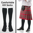 thumbnail image 4 of Scottish Highland Kilt Hose for Men, Ribbed Socks for USA Shoe Sizes, Wool Blend (Black, Medium), 4 of 6