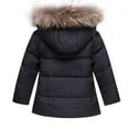 thumbnail image 5 of ZCFZJW Toddler Girl Snowsuit Two Piece Kids Solid Color Thickening Down Jacket Winter Hooded Warm Fuzzy Coat +Long Snow Bib Pants Kids Windproof Skiing Suit Black 3 Years, 5 of 9