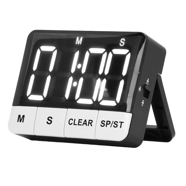 Horloge de Minuterie d'Étude, LED Minuterie Numérique ABS Large Application Fonction de Mémoire Portable 2 Luminosité Réglage Facile pour la Cuisine