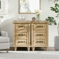 thumbnail image 3 of WAMPAT 2 Pack End Table with Charging Station, Wood Side Table with Drawer and Storage Cabinet, Modern End Table with Power outlets USB Ports for Living Room Bedroom, Oak, 3 of 9